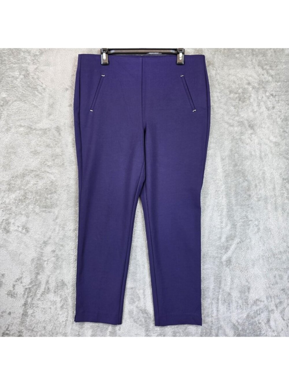 Chico's Pants Womens Size 12 Purple Ponte Slim Ankle Pull On Stretch Work Office